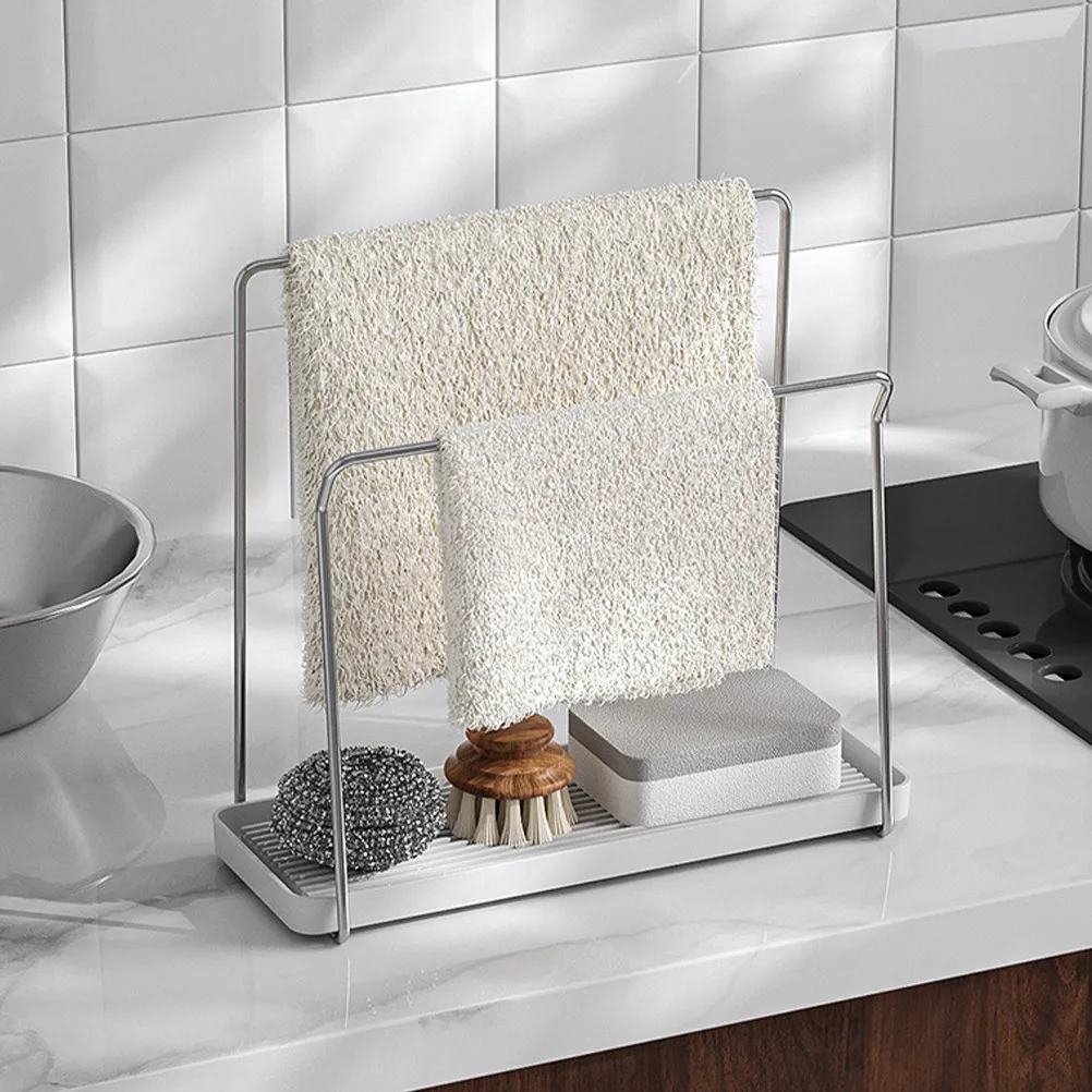 Kitchen Sink Organizer Stainless Steel Hanging Rack Sponge Drain Rack Dish Cloth Holder Multipurpose Drying Shelf for Kitchen