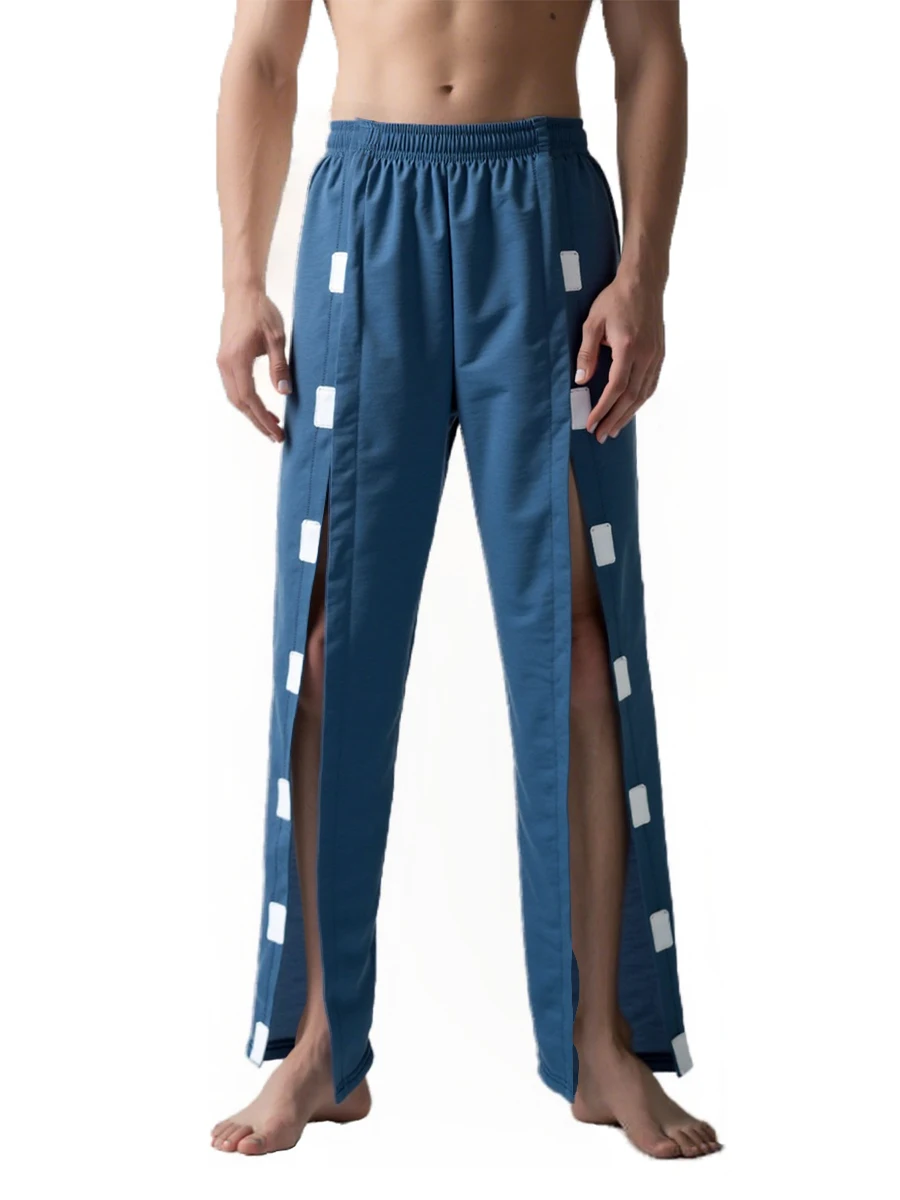 

Men's postoperative pants, open-bottom, easy-tear pants, men's adaptive separable sports pants, belts and pockets