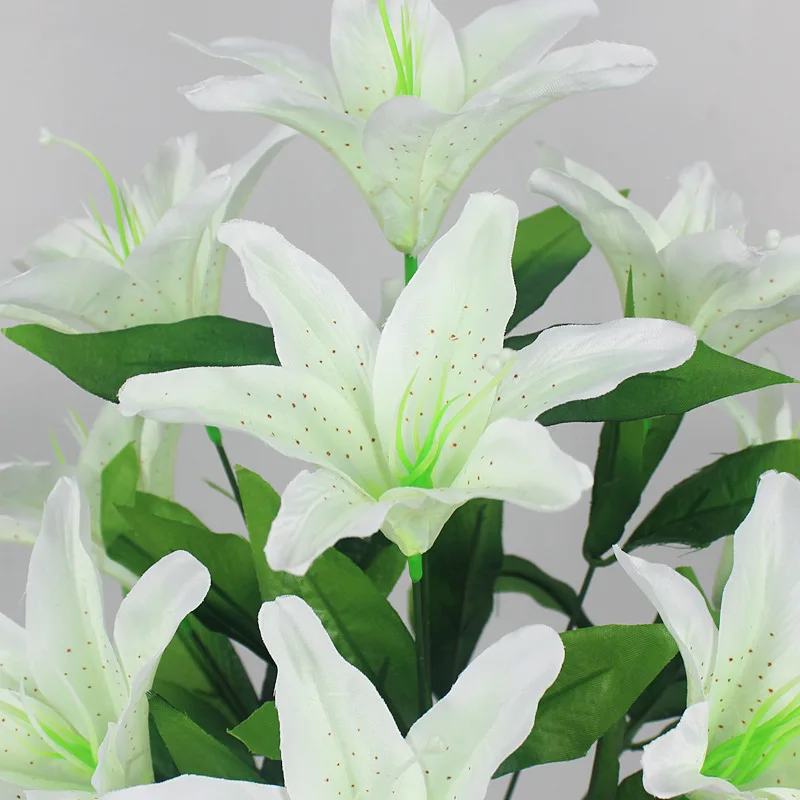 10 Heads Artificial Lily Flowers European Multicolor Fake Bridal Flower Bouquet Wedding Home Party Decoration Flowers