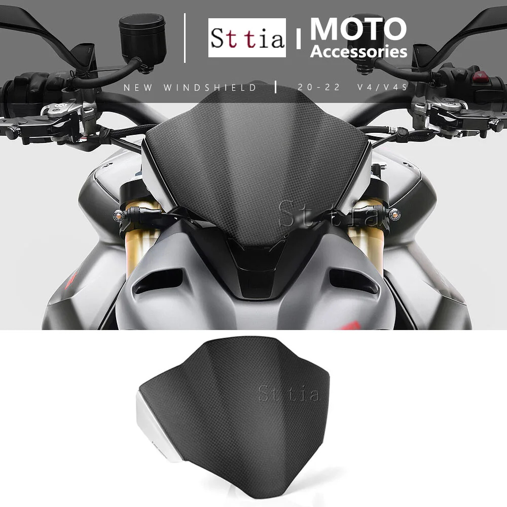 

New Carbon fiber Windshield WindScreen Fit For DUCATI STREETFIGHTER V4S Streetfighter V4 S Motorcycle Accessories 2021 2022 2023