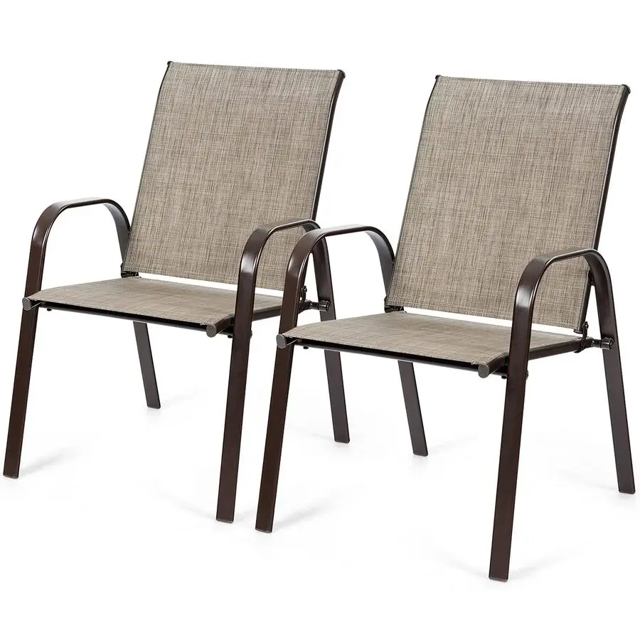 

2 Piece Patio Dining Chairs, Outdoor Bistro Chairs W Curved Armrests, EasytoDry Fabric, Reinforced Steel Frame, Wide amp Comfor