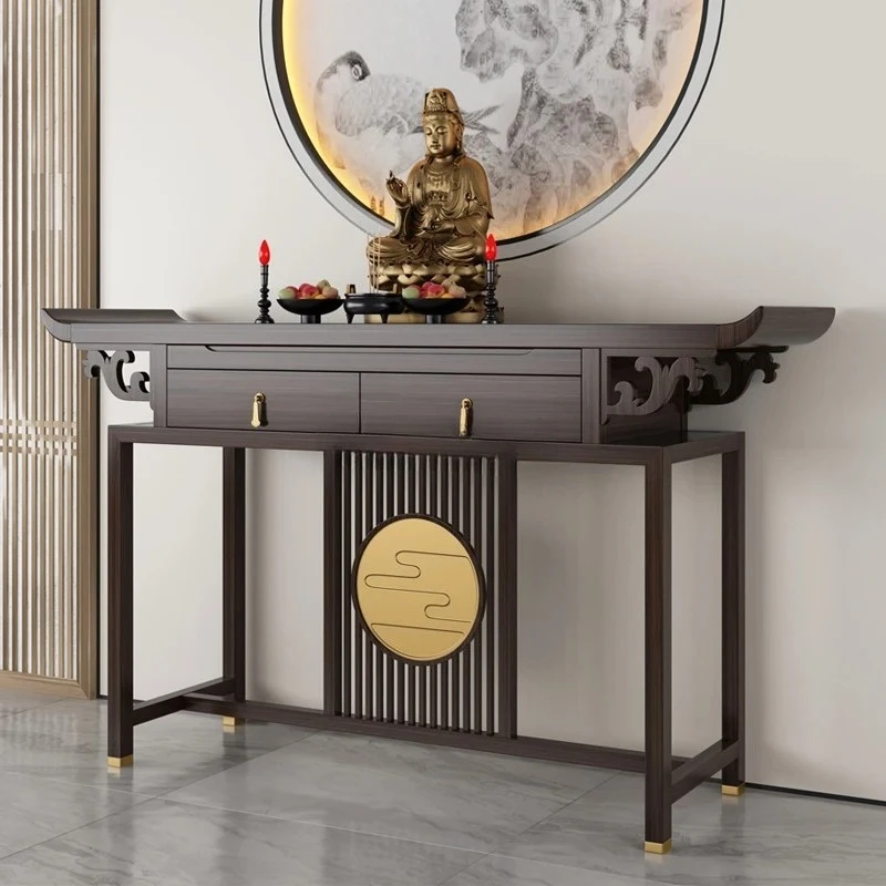 -*New Chinese solid wood offering table Buddha table Guan Gong Shrine Incense Buddhist temple shrine table Living room household