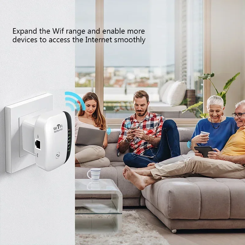 300M WiFi Repeater Signal Amplifier US EU Plug Network Enhancer for Home Router Through Wall Bedroom Moving Coverage