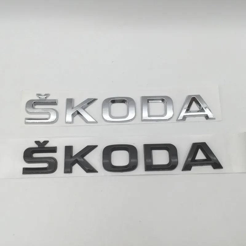 1pcs 3D ABS high quality silver/black for SKODA car Letter Emblem Rear tail trunk Decals badge sticker Decal styling For Skoda