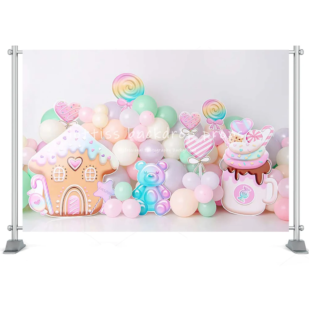 Donuts Candy House Photography Background Newborn Baby 1st Birthday Girl Cake Smash Backdrop Lollipop Shop Party Photo Prop