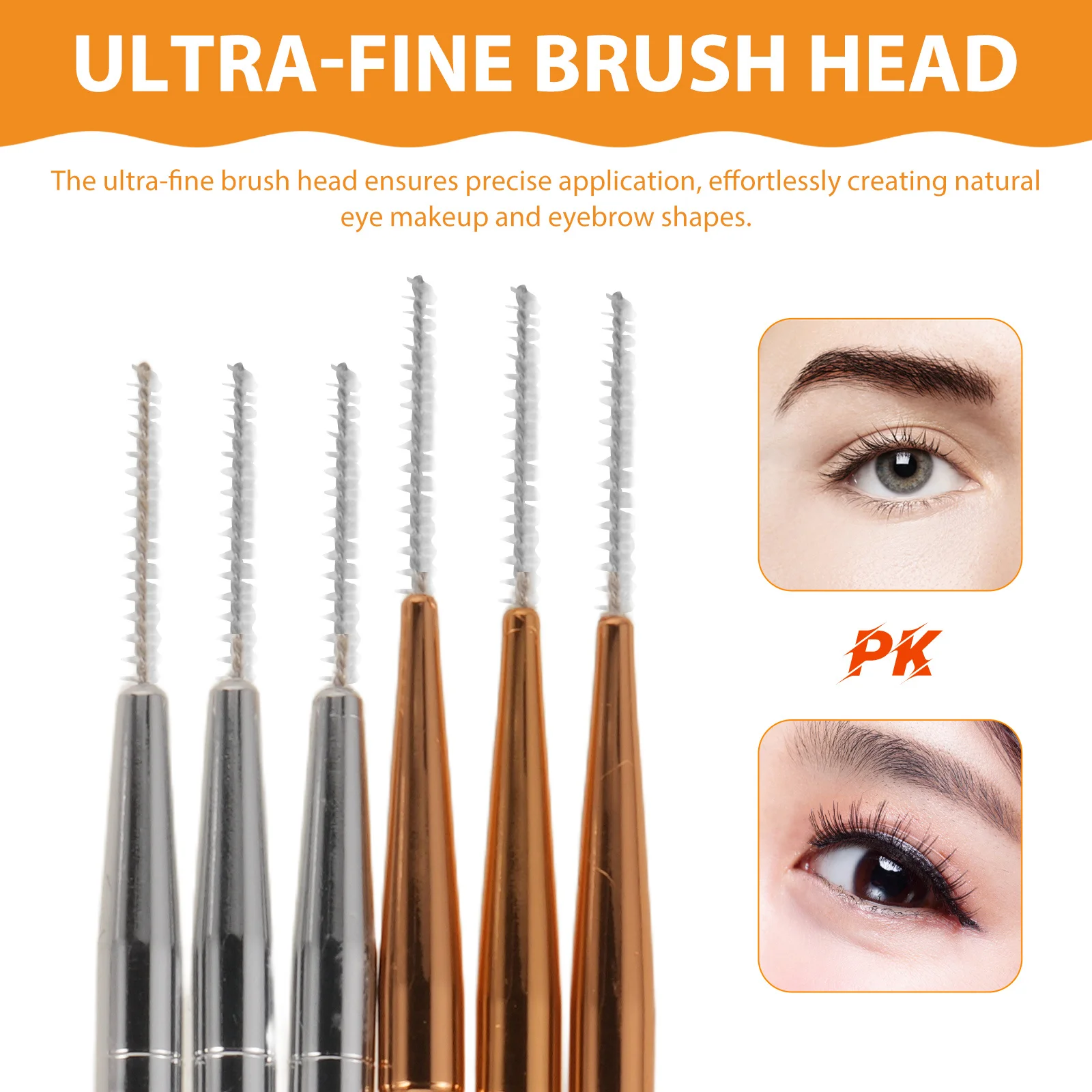 6 pçs dupla finalidade cílios e sobrancelha escova ultra fina espiral cabeça reutilizável rímel varinha maquiagem precisa sobrancelha aplicador chicote