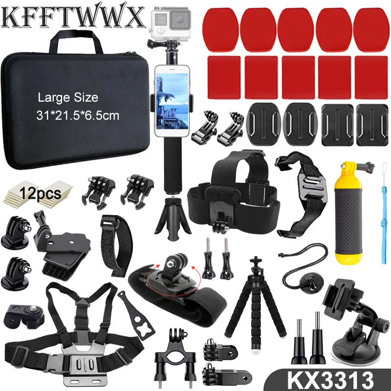 KFFTWWX Accessories Kit for Gopro Hero 13 12 11 10 9 Black 8 7 6 Tripod Mount for SJCAM SJ4000 Yi DBPOWER AKASO EKEN Osmo Action