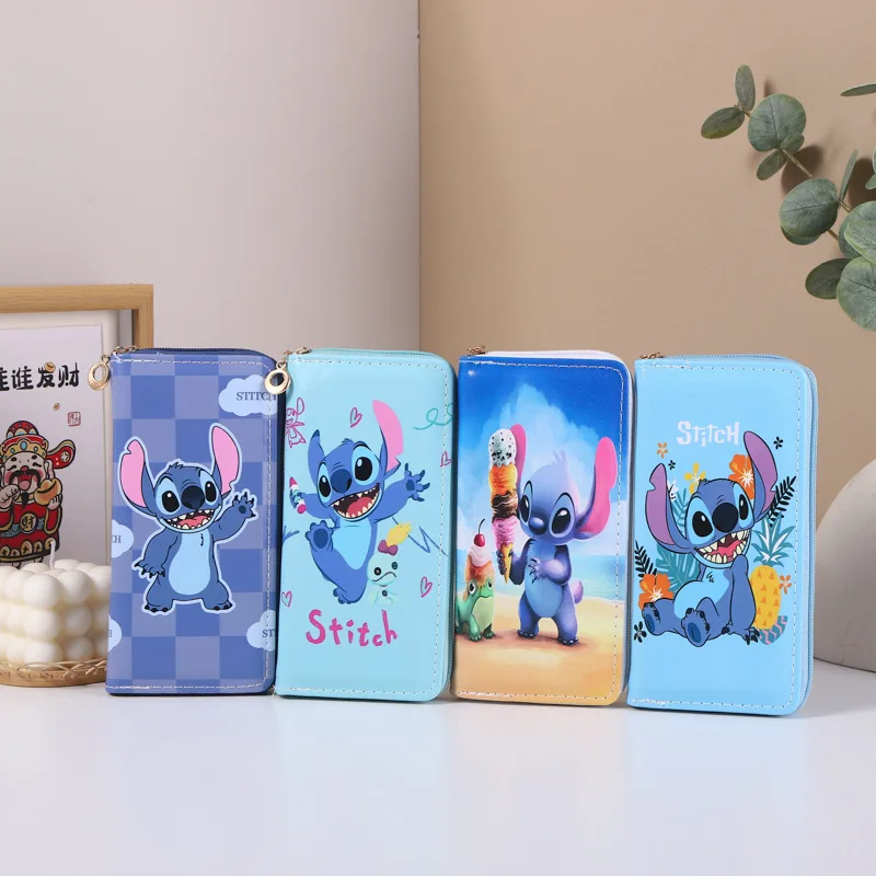 Disney Stitch Wallet Cartoon Coin Purse Women\'s Purse Card Bag Double High Capacity Zip Storage Bag Children\'s Gift Toys