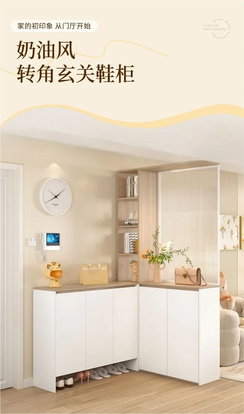 Solid wood entryway ,corner shoe, integrated foyer storage cabinet partition , screen are all available