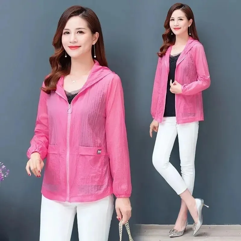 

Sun Protection Cropped Jackets Women Solid Color Long Sleeve Zipper Hoodie Outwear with Pockets for Summer Spring