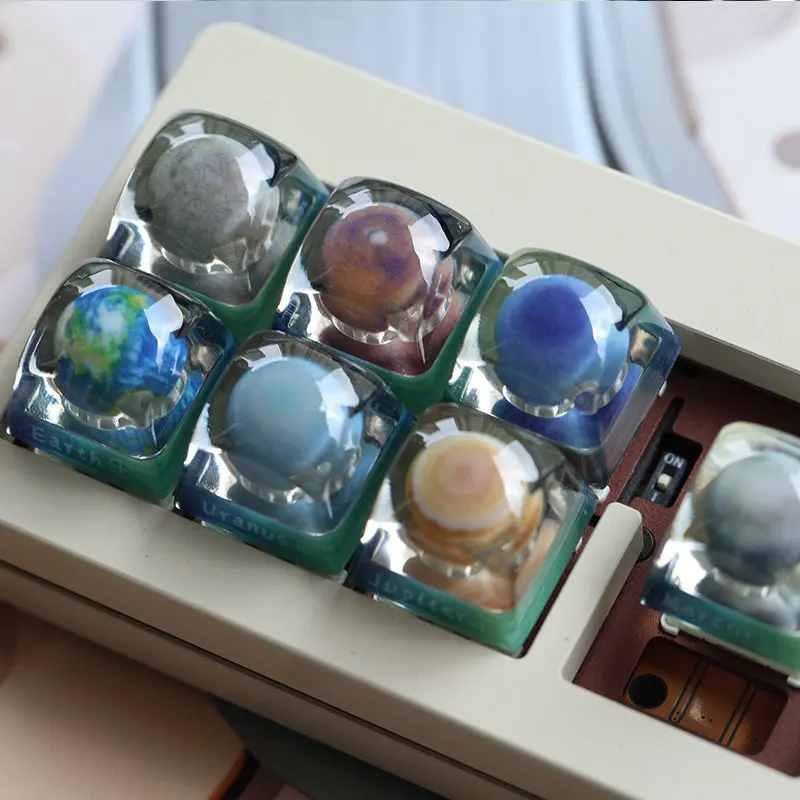 8 Planet Themed Keycaps 3D Printed Resin Personalized Keycaps for Mechanical Keyboards Customized Key Caps Gifts for Friends