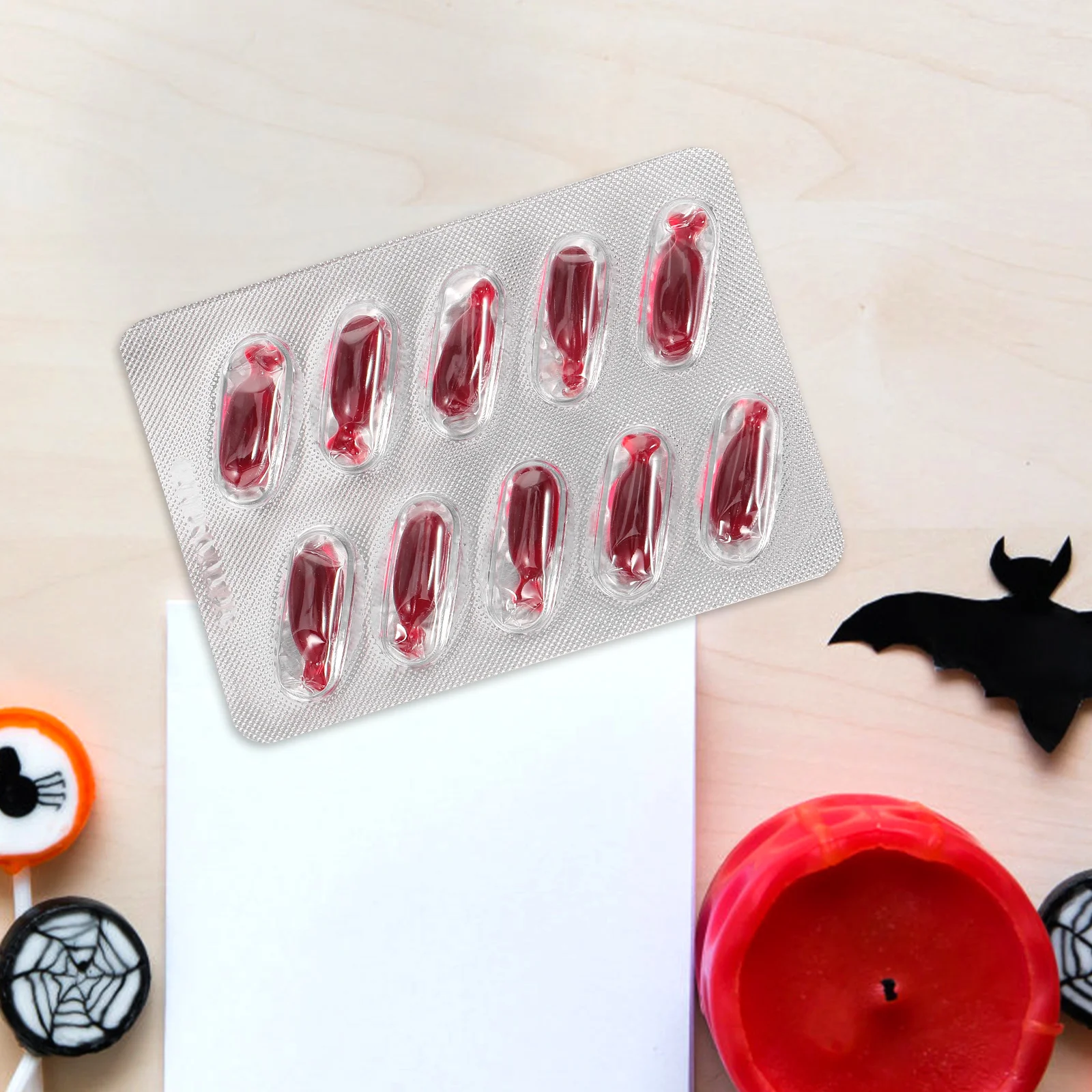 10Pcs Halloween Realistic Fake Blood Capsules for Adults Vampire Fake Blood Washable Horror Scary Trick Toys Party Props