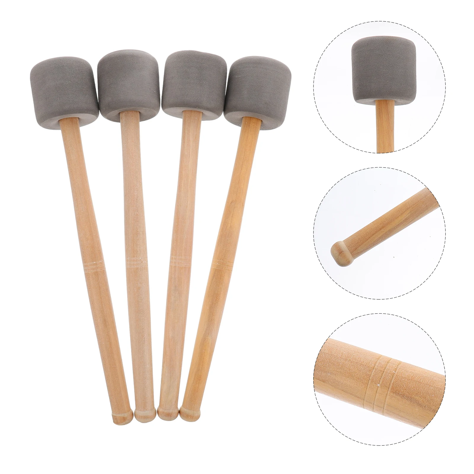 

4Pcs Drum Mallets Sticks Wood Handle Big Drum Hammer for Percussion Bass Drumstick Replacement Music Instrument Accessory