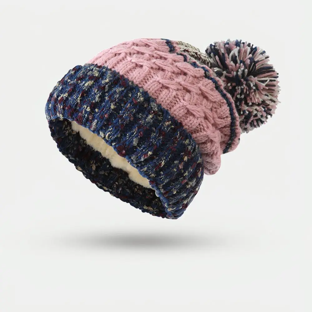 Fleece Lined Knitted Beanie For Winter Unisex Warm Thick Cable Knit Cap Pom Pom Fashion Outdoor Windproof Headwear Gear Style