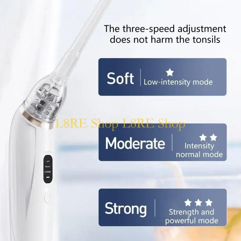 L8RE Tonsil Stone Extraction Set Includes 3 Soft Tips Adjustable Suction Strength Plastic Texture for Enhancing Visibility
