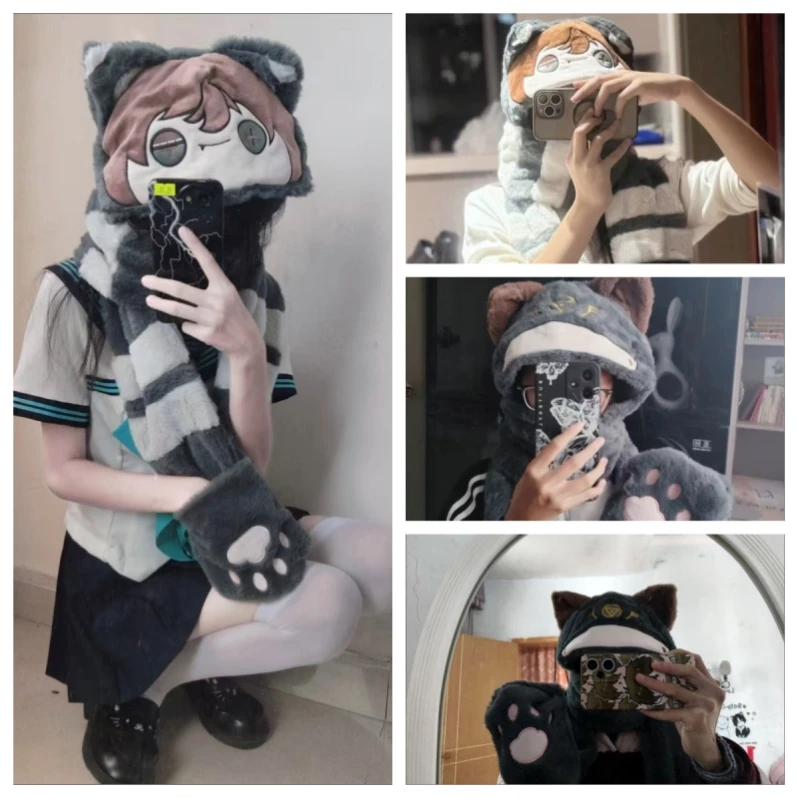 

Identity V Fanmade Плюшевый теплый комплект 3 в 1, Emma Eli Ithaqua Aesop Luca, шарф, шапка, перчатки, зимняя аниме-игра, подарок для косплея