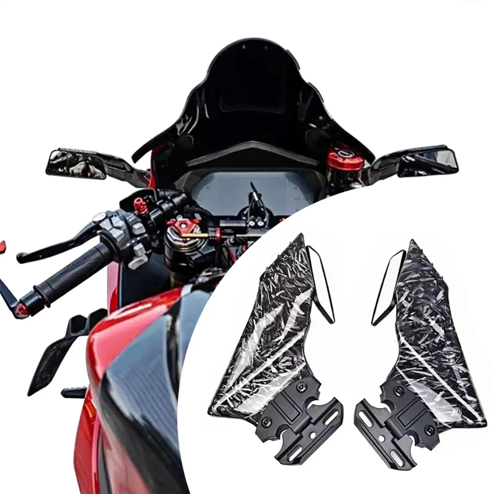 2 Pieces Motorcycle Wind Wing Side Mirrors Easily Install Replaces Universal