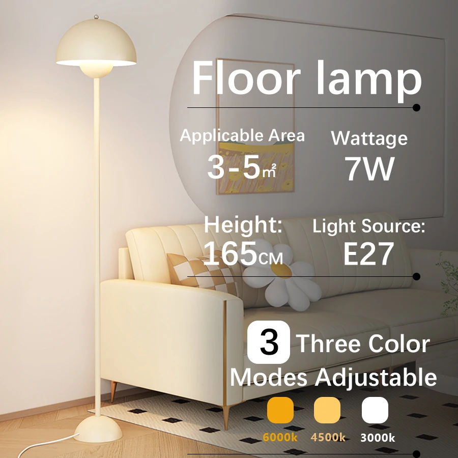 Minimalist Cream-Style Floor Lamp | Ambient Lighting for Bedroom, Kids' Room, Bedside & Desk