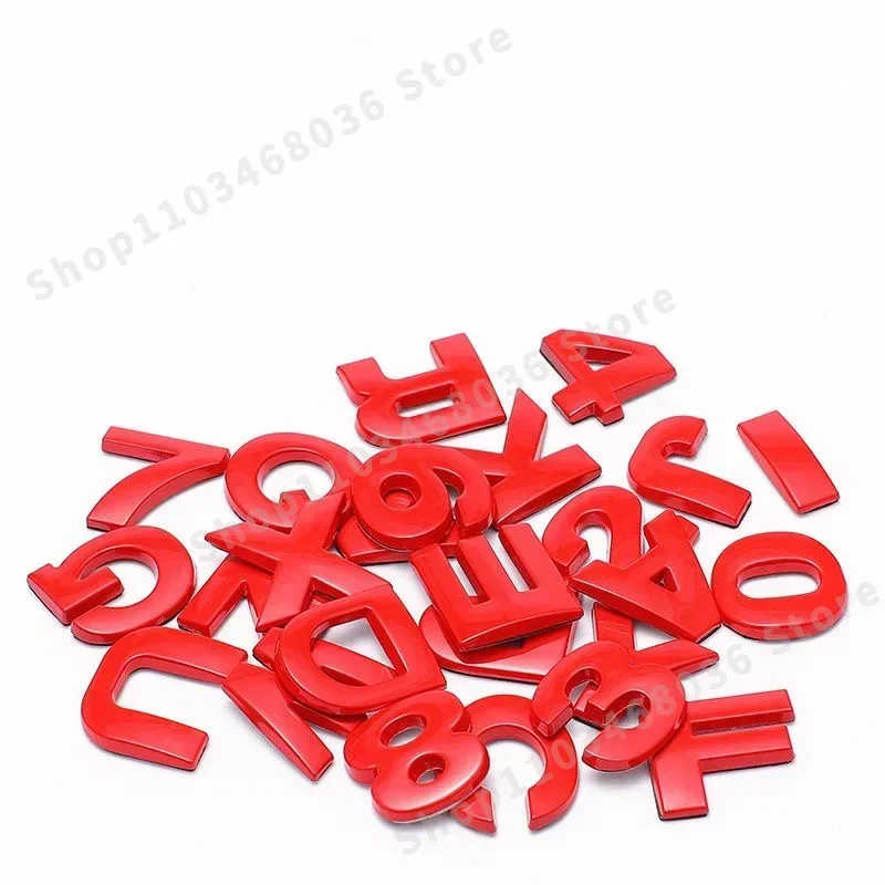 OK Red Metal Letters Numbers DIY Alphabet Logo Car Emblem Badge Sticker Auto Fender Nameplate Rear Back Trunk Styling Accessorie