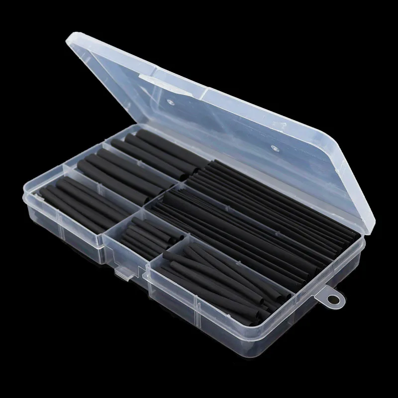 150 PCS Black Boxed 2:1 Times Shrink Heat Shrink Sleeve Set Thermoresistant Tube Wire Insulated Polyolefin DIY Kit