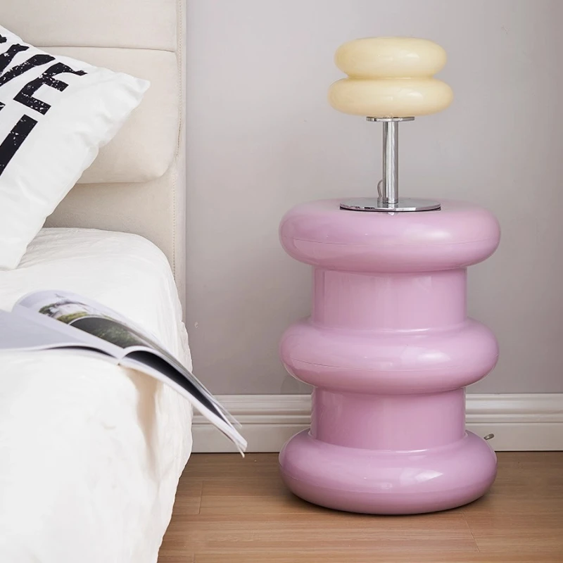 

Simple Sofa Side Table, Home ABS Dining Chair, Creative Bedroom Bedside Organizer, Round Gear-Shaped Low Stool for Living Room