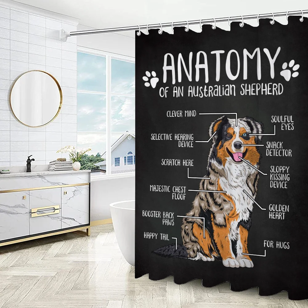 Dog Anatomy Shower Curtains for Bathroom Curtain for Quarto Folding Partition Accessories Bath Bedrooms Houses Rooms Waterproof