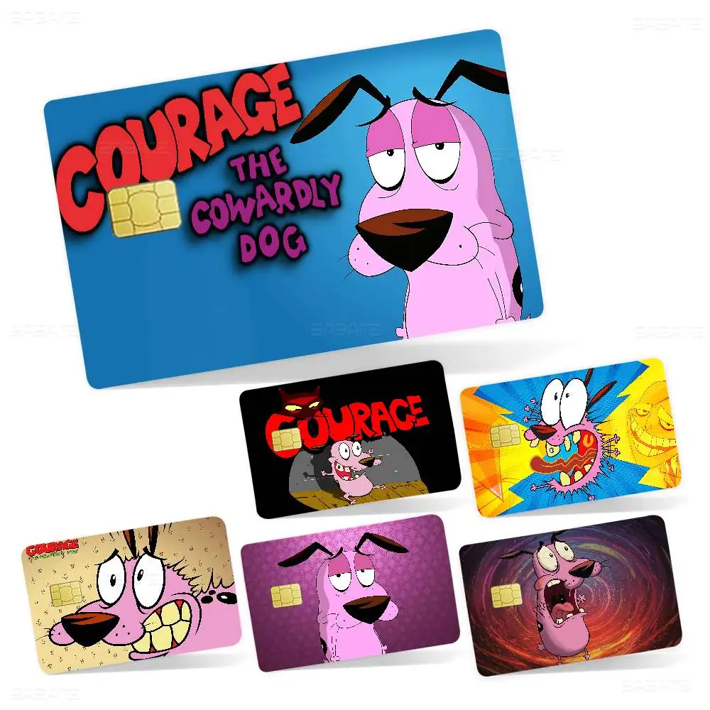 Cartoon C-Courage C-Cowardly Dog Game Film Cover Sticker Case for Small Chip Credit Debit Card Front Side