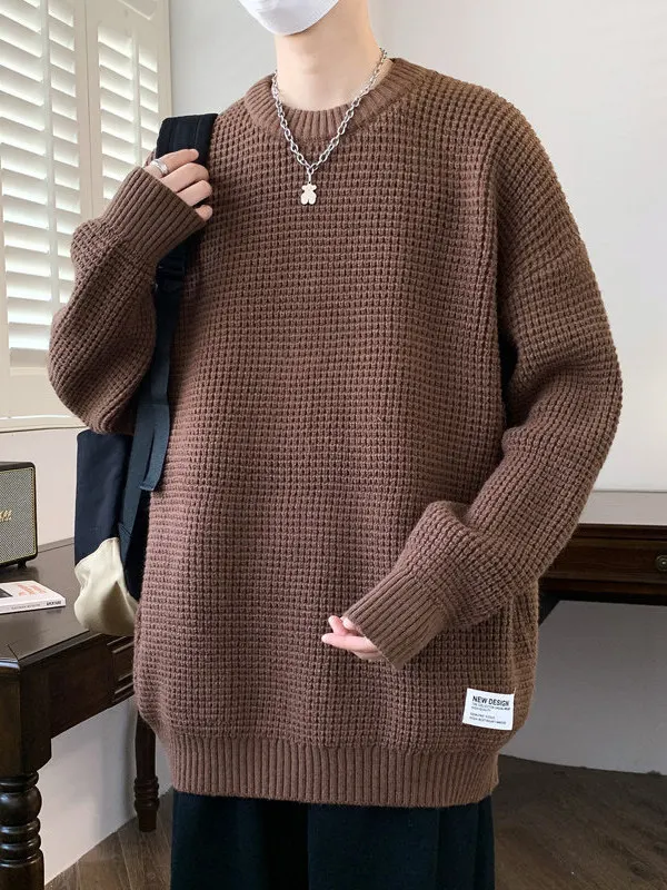 

Новинка 2025, круглый мужской свитер Ne в американском стиле ретро, свободный модный вязаный свободный мужской свитер Leniwy Sle Long Sve Crew Ne