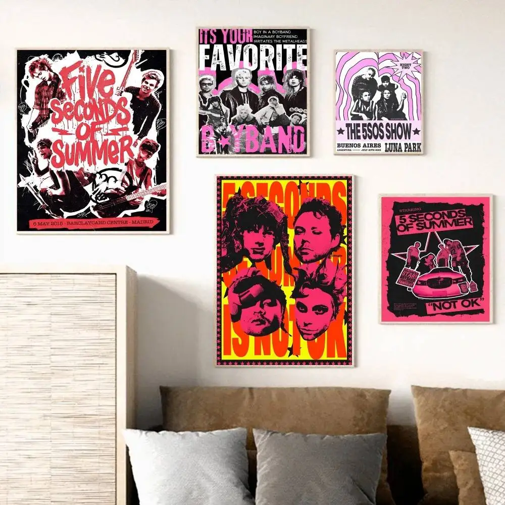 Band 5 S-Seconds Of S-Summer 5SOS Good Quality Prints and Posters Waterproof Paper Sticker Coffee House Bar Posters Wall