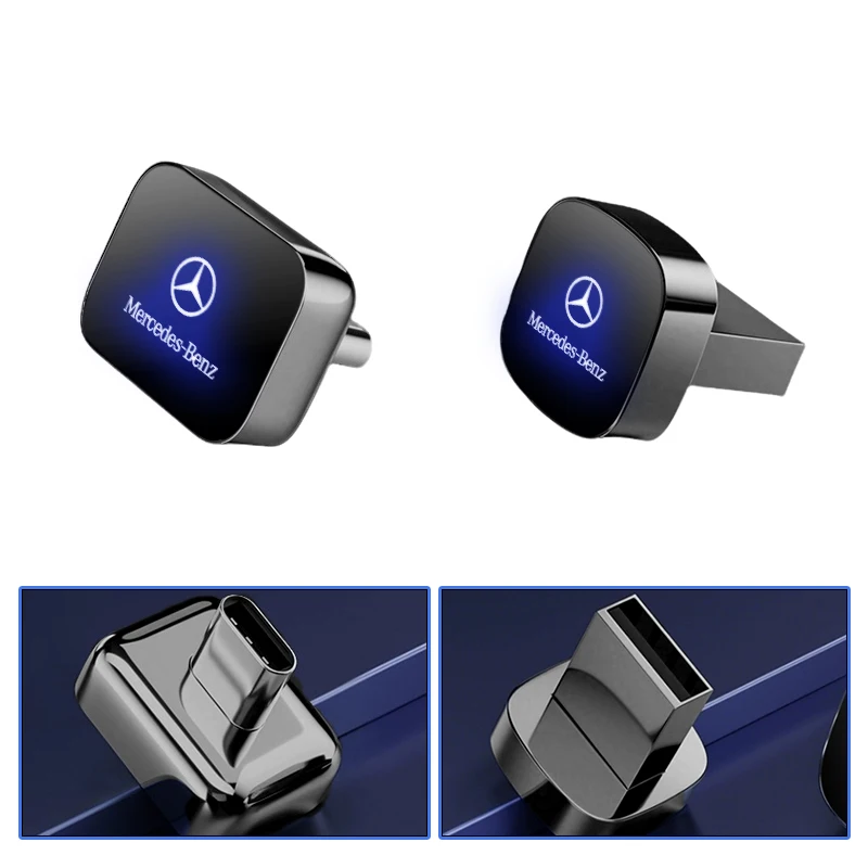 32GB/64GB سيارة صغيرة U القرص فلاش نوع C/USB محرك الذاكرة جهاز لمرسيدس بنز AMG W204 W203 W211 W212 W213 W205 W201 W210 W12