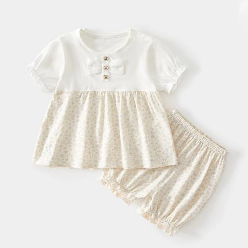 Baby Girl Summer Set Cotton Floral Tops Shorts Two Pieces First Birthday Infant Clothing Newborn Baby Outfits