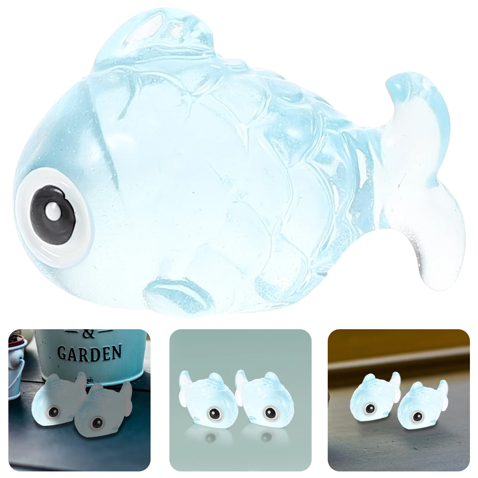 12pcs Luminous Miniature Fish Resin For Succulent Garden Micro Landscape Tiny Artificial Fish Ornament Craft Home Decor