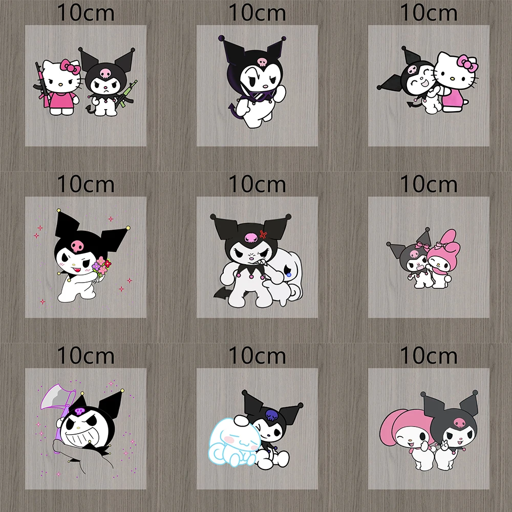 

Наклейки Kuromi Cinnamoroll для двоих, 10 см, милые, для студентов, изысканные, для бутылок с водой, декора автомобиля, с рисунком Melody Hello Kitty, подарок