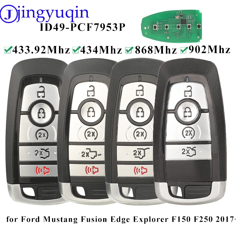 Jingyuqin 433.92/434/868/902Mhz Remote Car Key For Ford Edge Explorer Expedition Fusion Mondeo F150 F250 Mustang Smart Keyless