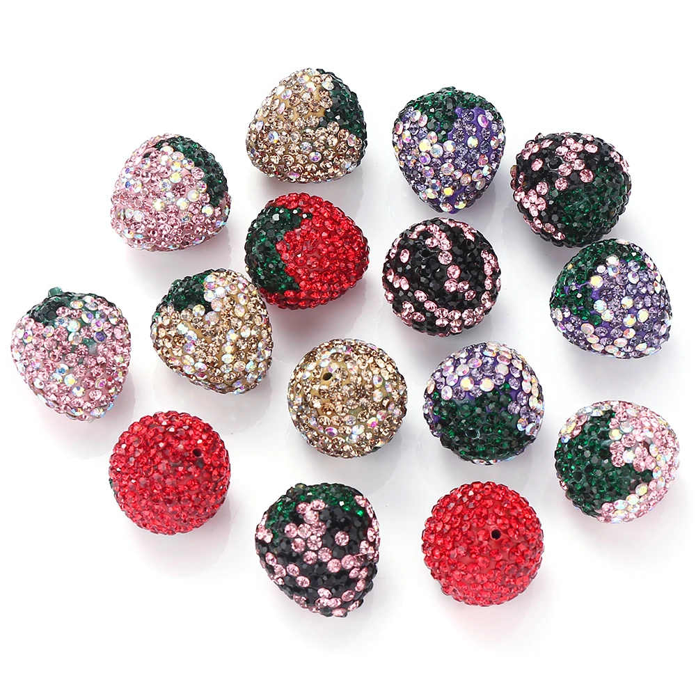 21*23mm Colorful Strawberry Acrylic Shiny Pendant Beads For DIY Jewelry Making Bracelet Necklace Accessories