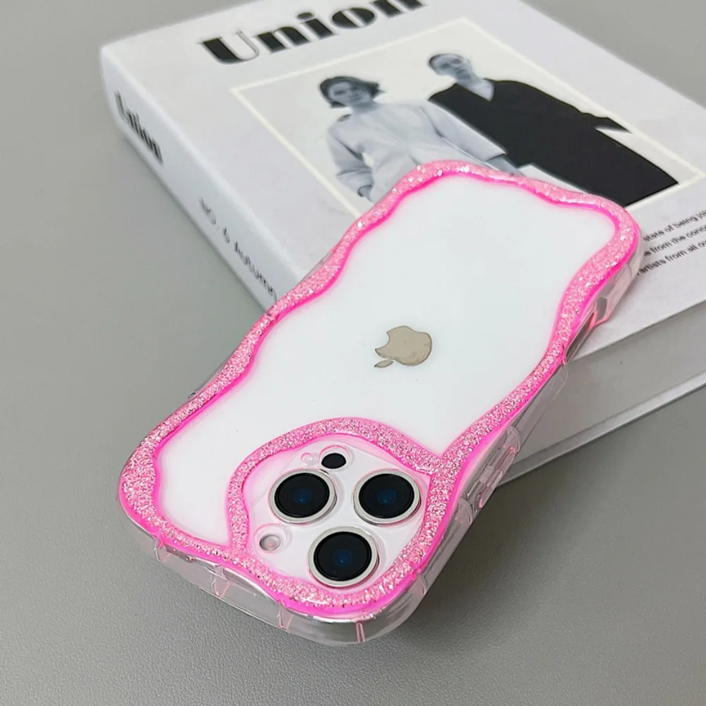 

Pop Fashion Women Transparent Cute Curly Wave Phone Case For IPhone 16 Pro Max 15 14 13 12 11 Plus Clear Aesthetic Shockproof C