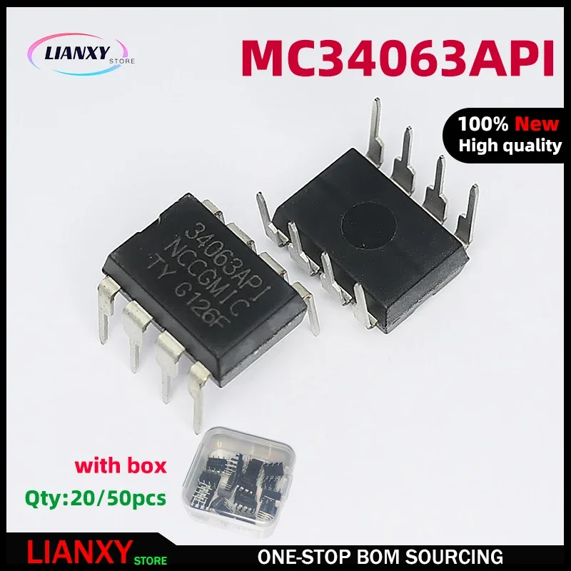 20/50pcs MC34063API 34063 MC34063 1.5A PDIP-8 DC-DC Converters New 100% quality