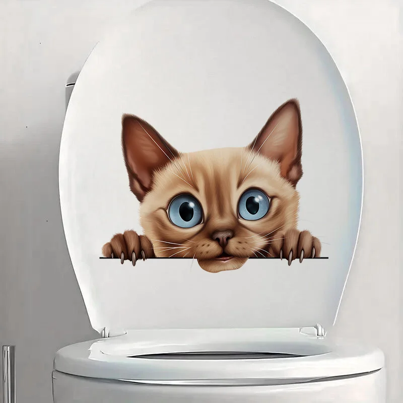 

C1325# Cute Tonkinese Cat Toilet Stickers, Bright Wall for Home, Cabinet, Door,Decoration, Vinyl Car Decals, Outdoor Indoor Use
