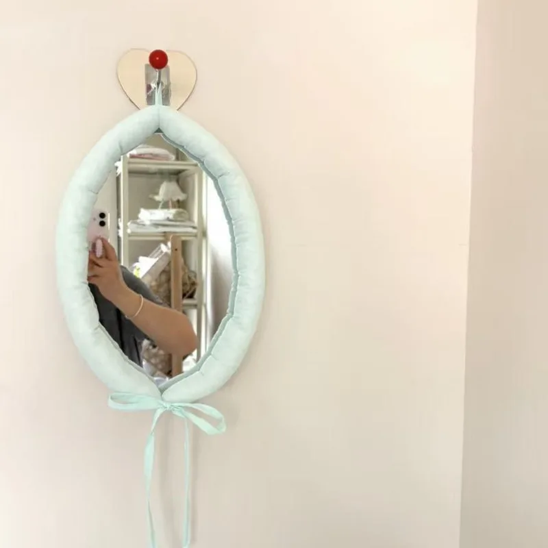 Portable Hanging Makeup Mirror Cartoon Chef Cat Oval Foldable Cute Dorm Room Bedroom Wall Door Vanity Decor Small Pink Gift view 2