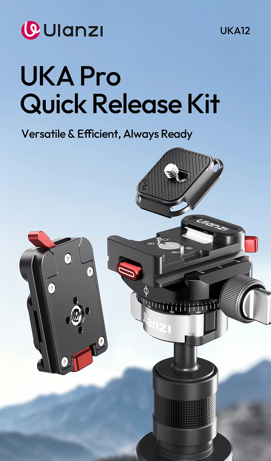 Ulanzi UKA12 UKA Pro Schnellwechsel-Kit Doppelte Verriegelungsplatte für Kamera mit Arca-Swiss-Basis für Kamera-Slider-Stabilisator – Detail 3
