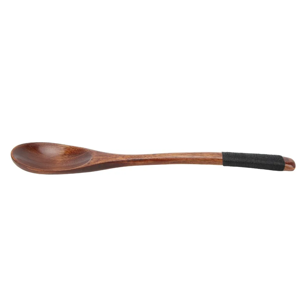 5pcs Wood Wooden Soup Spoons Lacquer Semicircle Wood Mixing Spoon Smooth Finish Long Handle Wood Spoon Everyday Dining