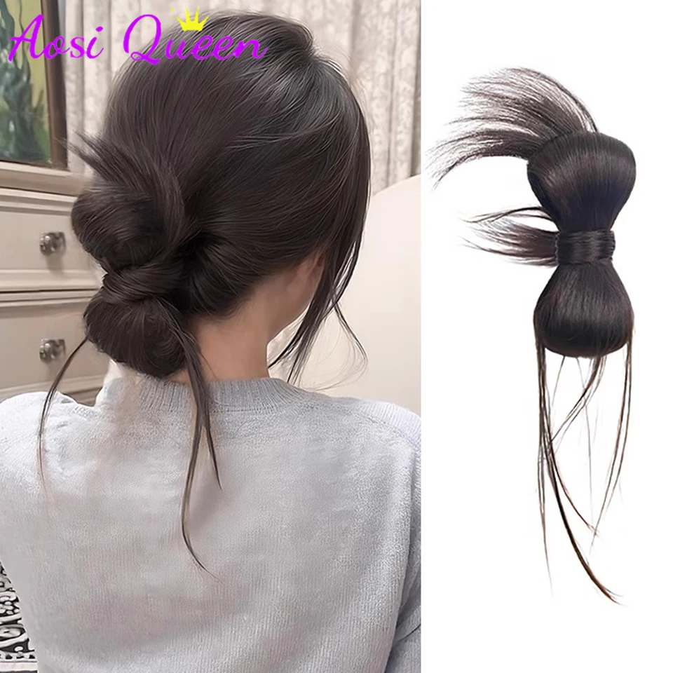 

Synthetic Clamp Type Bowknot Hair Bun With Duckbill Clip Elegant And Natural Shuttlecock Head Ponytail Hair Extensions For Women