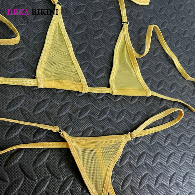 DEKA-Conjunto de Biquíni Transparente das Mulheres, Mini Micro Teardrop Swimsuit, Malha Exótica Swimwear, Fato De Banho, Beachwear, Sunbath Lingerie, Presente