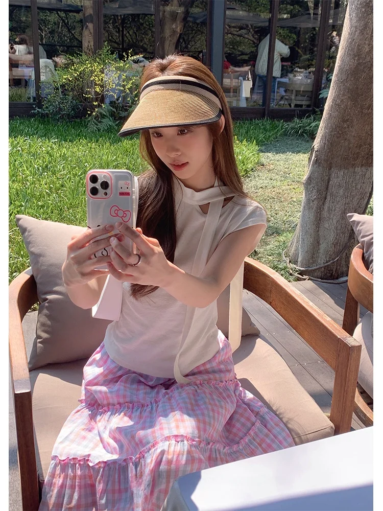 

Design Sensible Unique ort Sve T-irt Women's Sli Belted Top Slimming Summer New Arrival Versatile Korean Faion