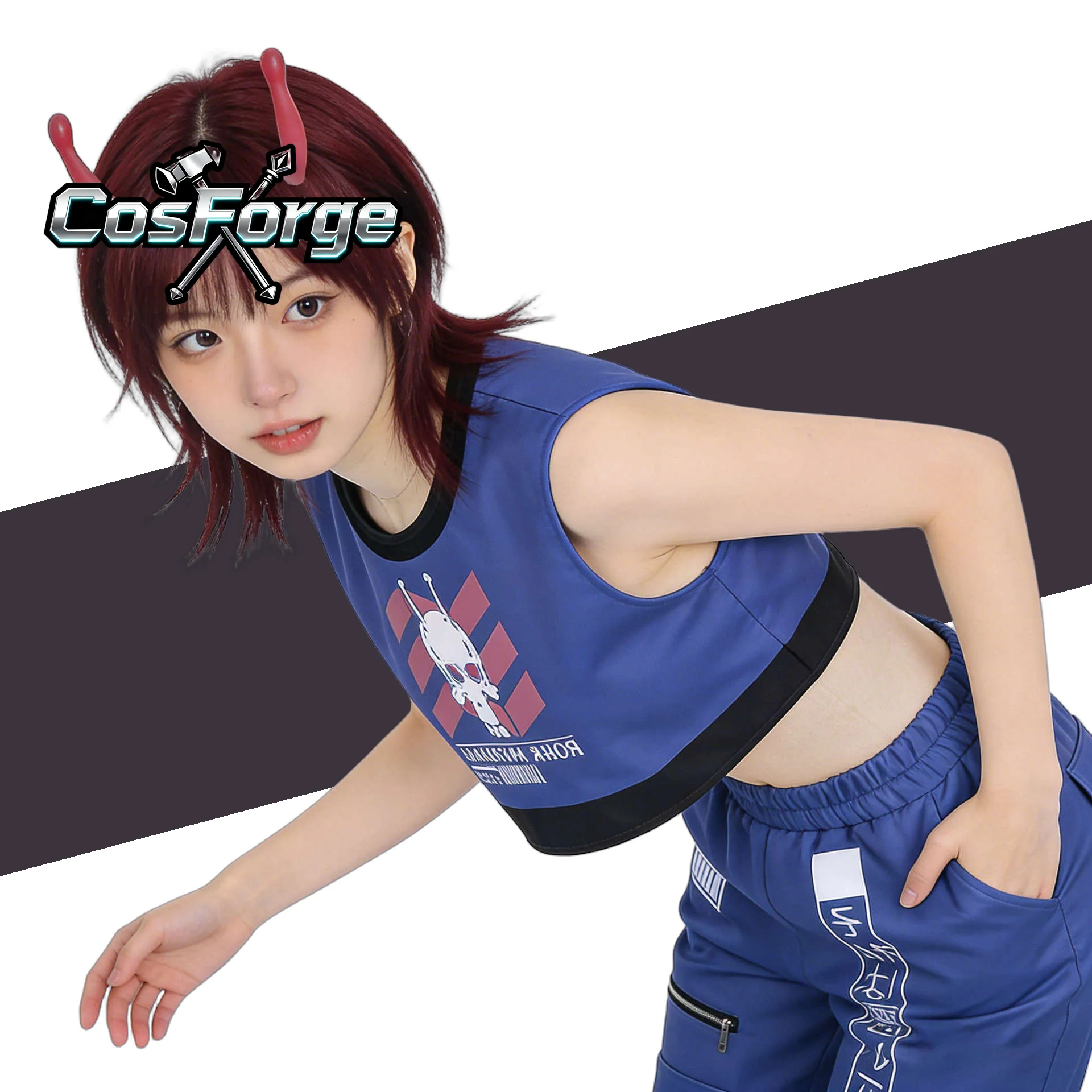 

Milky Subway Kanata Iwao Cosplay - Blue Top Pants Set Halloween Party Anime