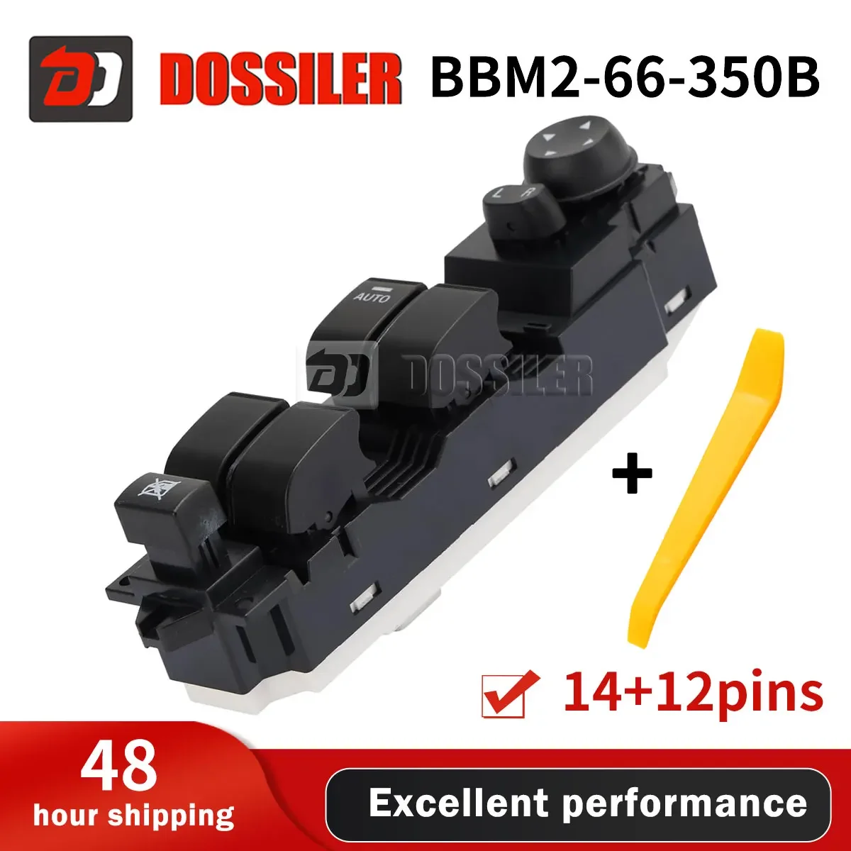 BBM2-66-350B NEW Dossiler Master Power Window Switch Driver Side For Mazda 3 2010 2011 2012 2013 2.0L 2.3L 2.5L L4 14+12 pin