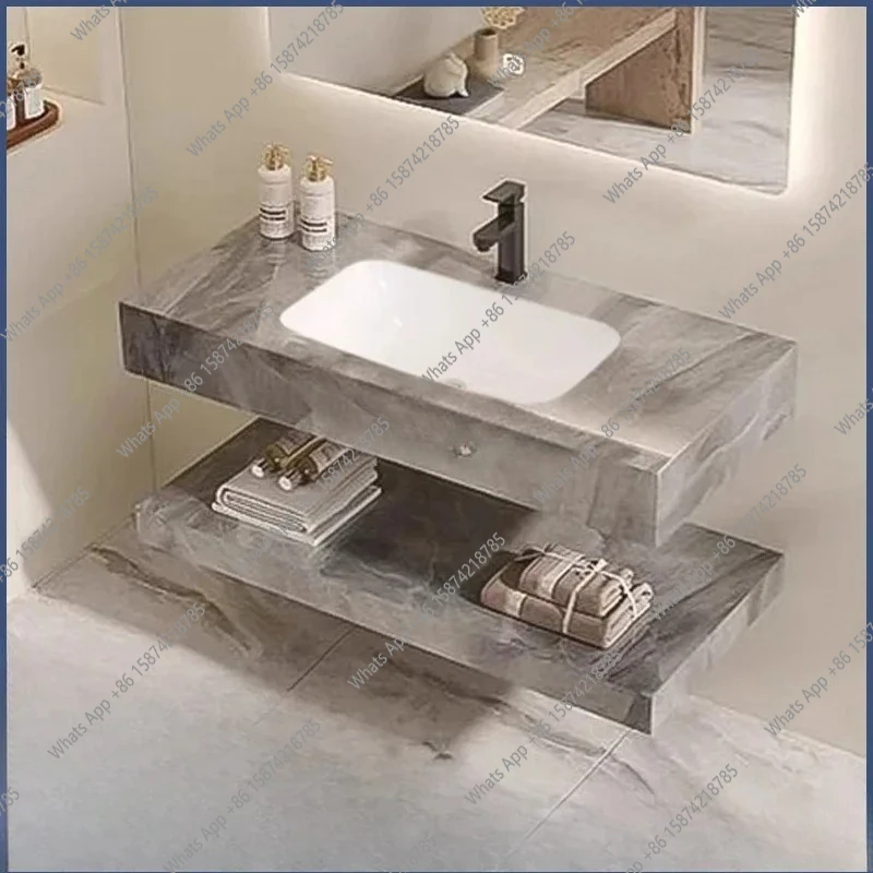 Z43 Rock slab seamless splicing ceramic integrated basin bathroom cabinet combined toilet washstand