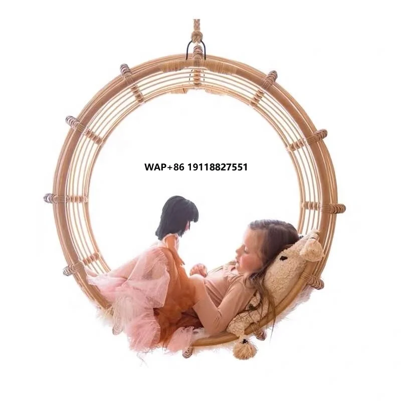 

Retro Swing Hanging Basket Bed and Breakfast Bedroom Children's Room Rattan Woven Hammock Rocking Chair
