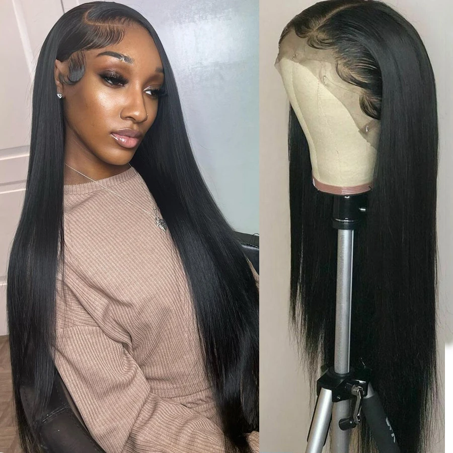 

32inch Straight Lace Front Wig Human hair 13x4 HD Lace Frontal Wig 4x4 Closure Wig Brazilian Hair Wigs For Women 150% Density