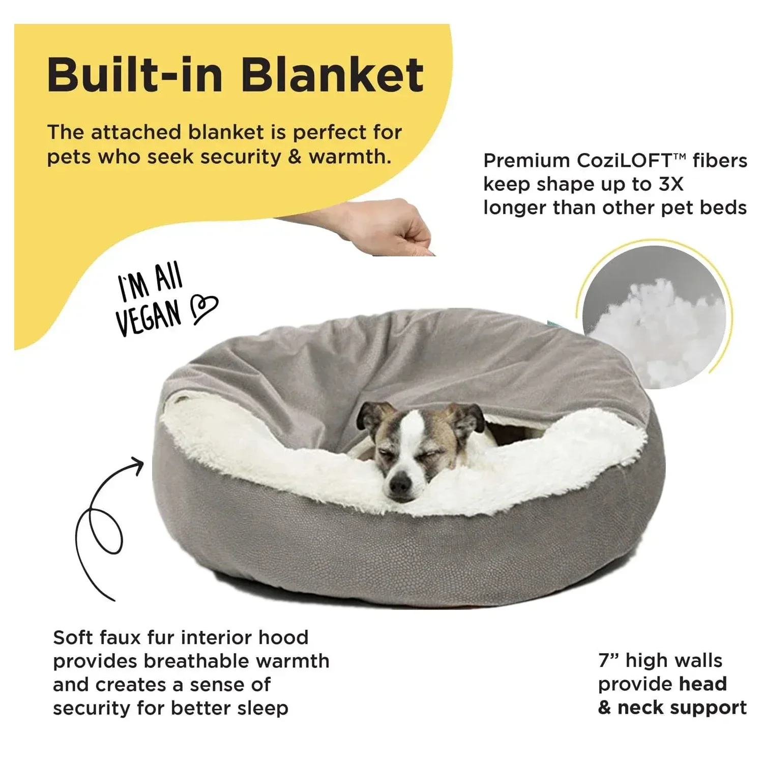 Orthopedic Dog Bed Machine Washable with Hooded Blanket Winter Warm Waterproof Dirt Resistant Cat Puppy House Cuddler dog beds